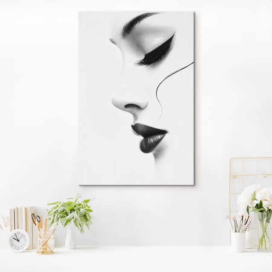 Fototapetai Minimalistinis moters portretas juodai baltas s49982