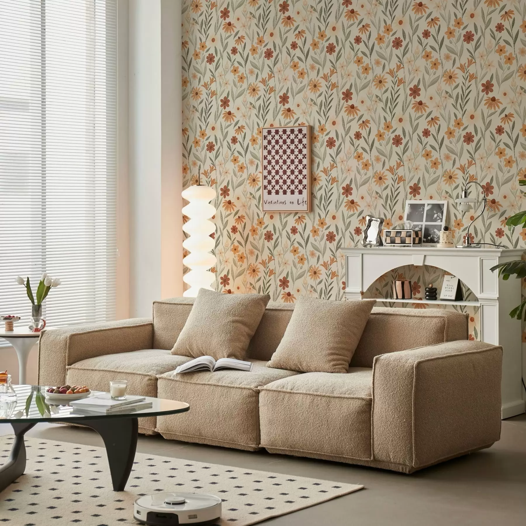 Fototapetai Laukinės gėlės šiltų oranžinių atspalvių a01237