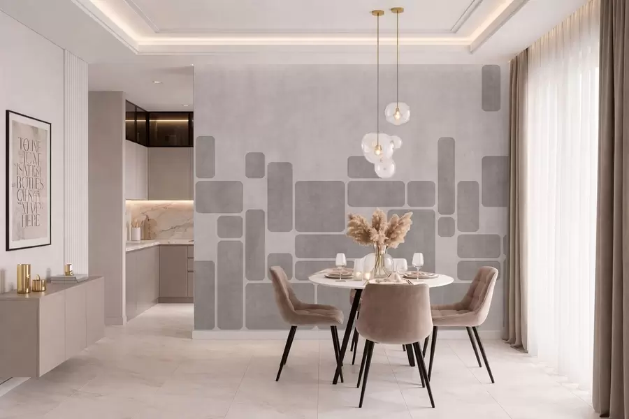 Fototapetai Geometrinis raštas švelnių pilkų ir rausvų atspalvių w05141v1