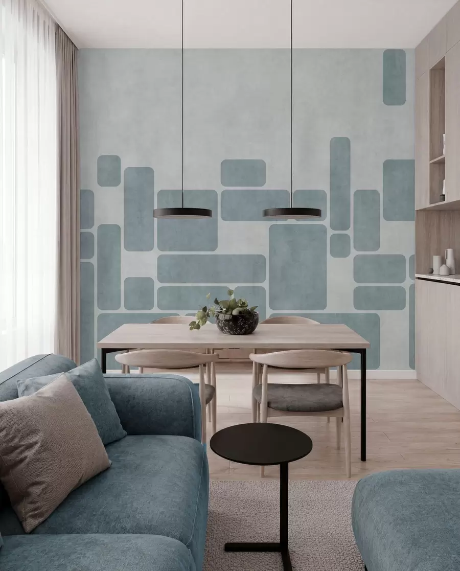 Fototapetai Geometrinis raštas šviesiai mėlynų atspalvių w05141v2