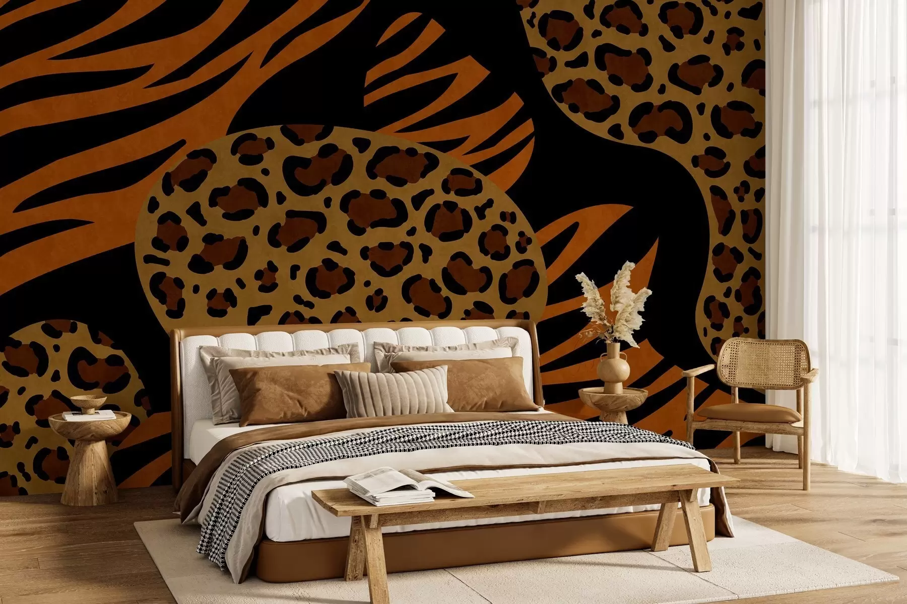 Fototapetai Laukinių gyvūnų įkvėpti leopardo ir tigro raštai w05759