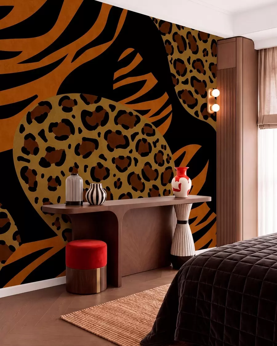 Fototapetai Laukinių gyvūnų įkvėpti leopardo ir tigro raštai w05759