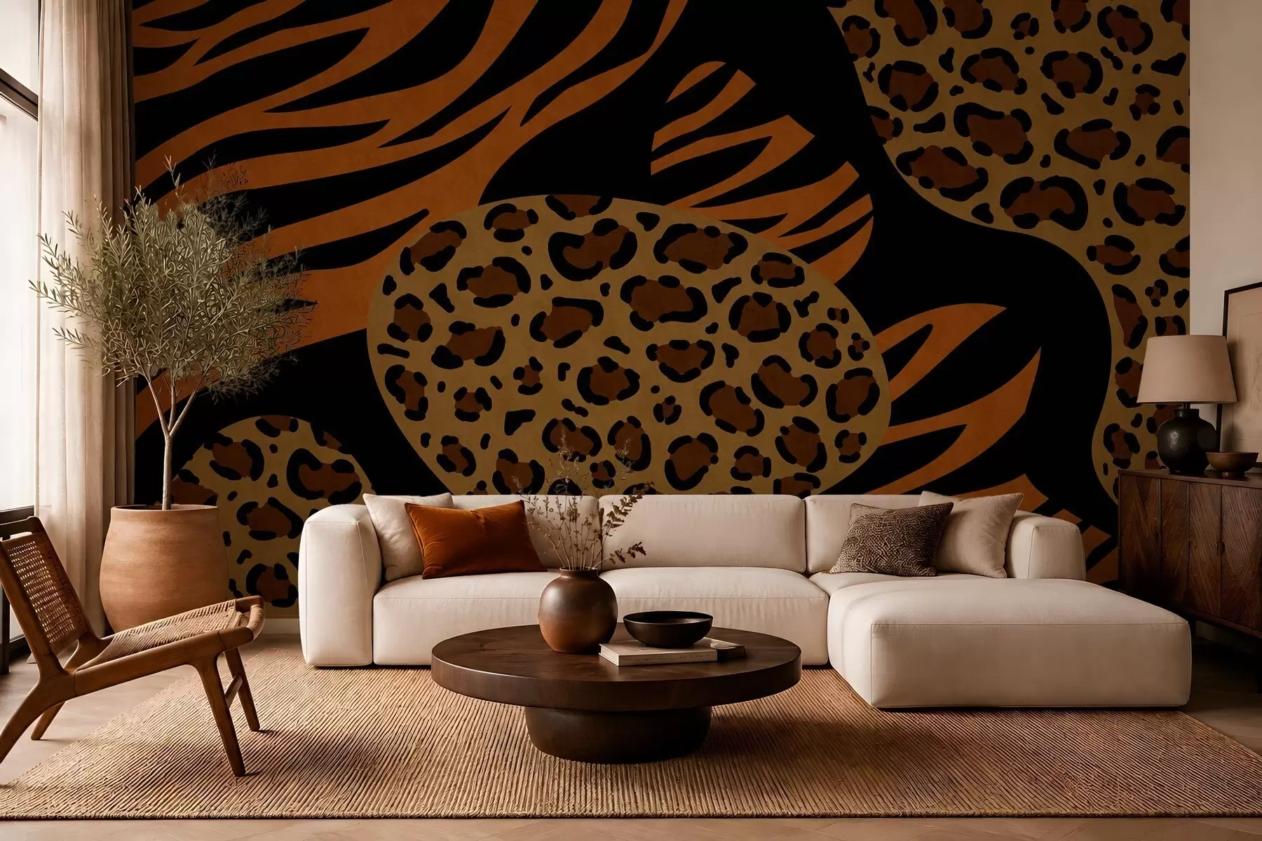 Fototapetai Laukinių gyvūnų įkvėpti leopardo ir tigro raštai w05759