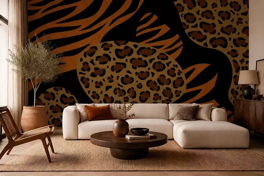 Fototapetai Laukinių gyvūnų įkvėpti leopardo ir tigro raštai w05759