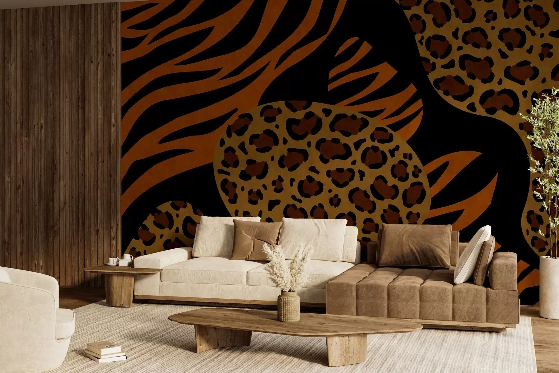 Fototapetai Laukinių gyvūnų įkvėpti leopardo ir tigro raštai w05759