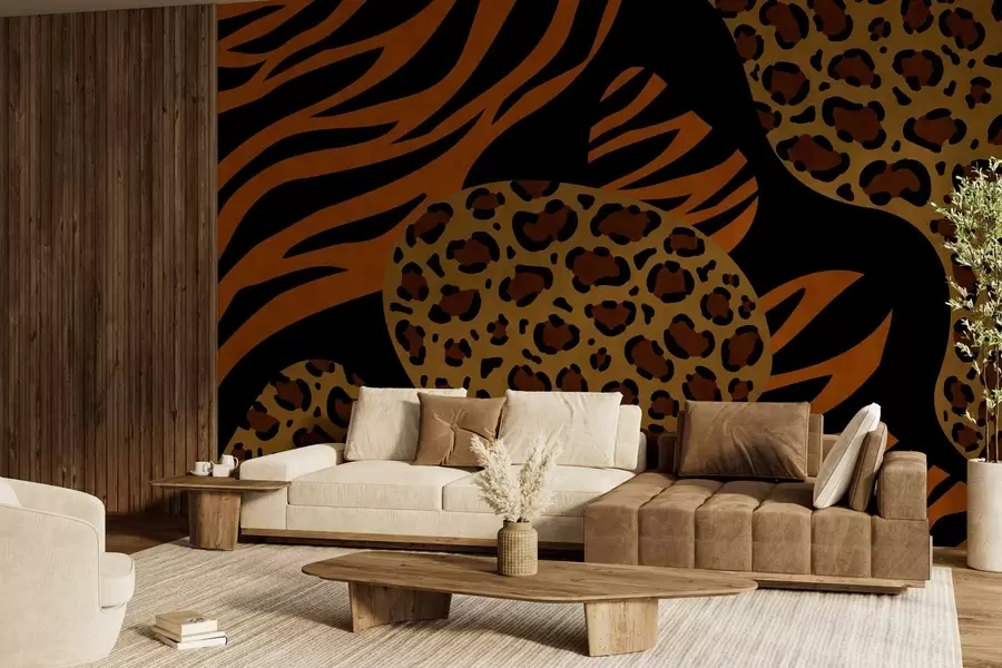 Fototapetai Laukinių gyvūnų įkvėpti leopardo ir tigro raštai w05759