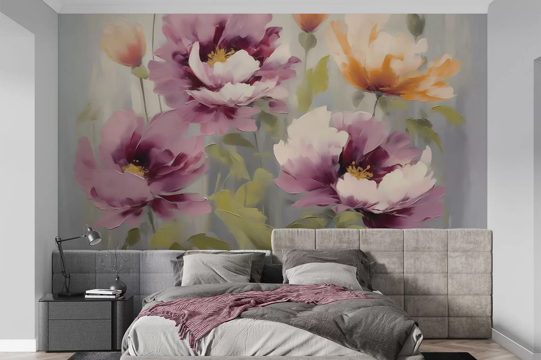 Fototapetai Abstrakčios stilizuotos gėlės, tapybos imitacija w05848