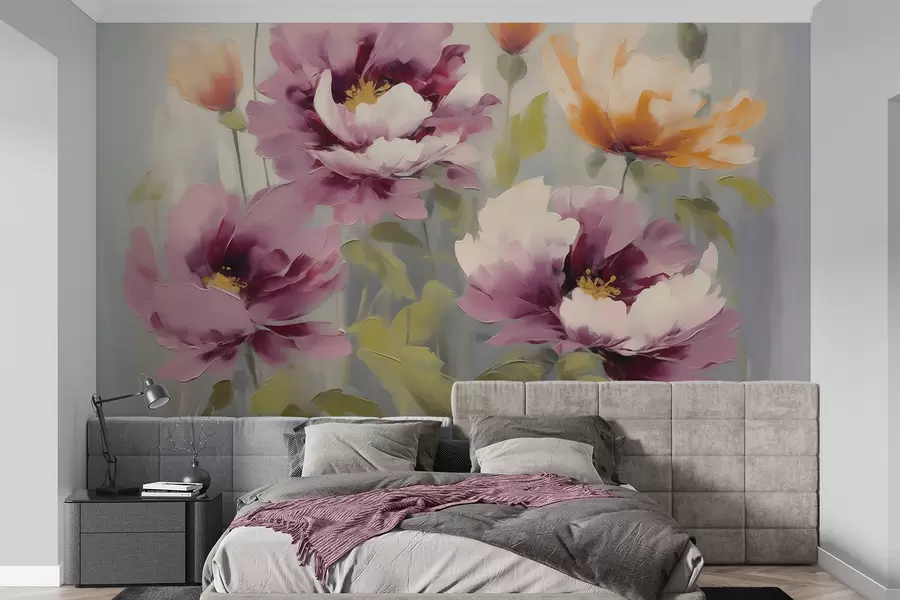 Fototapetai Abstrakčios stilizuotos gėlės, tapybos imitacija w05848