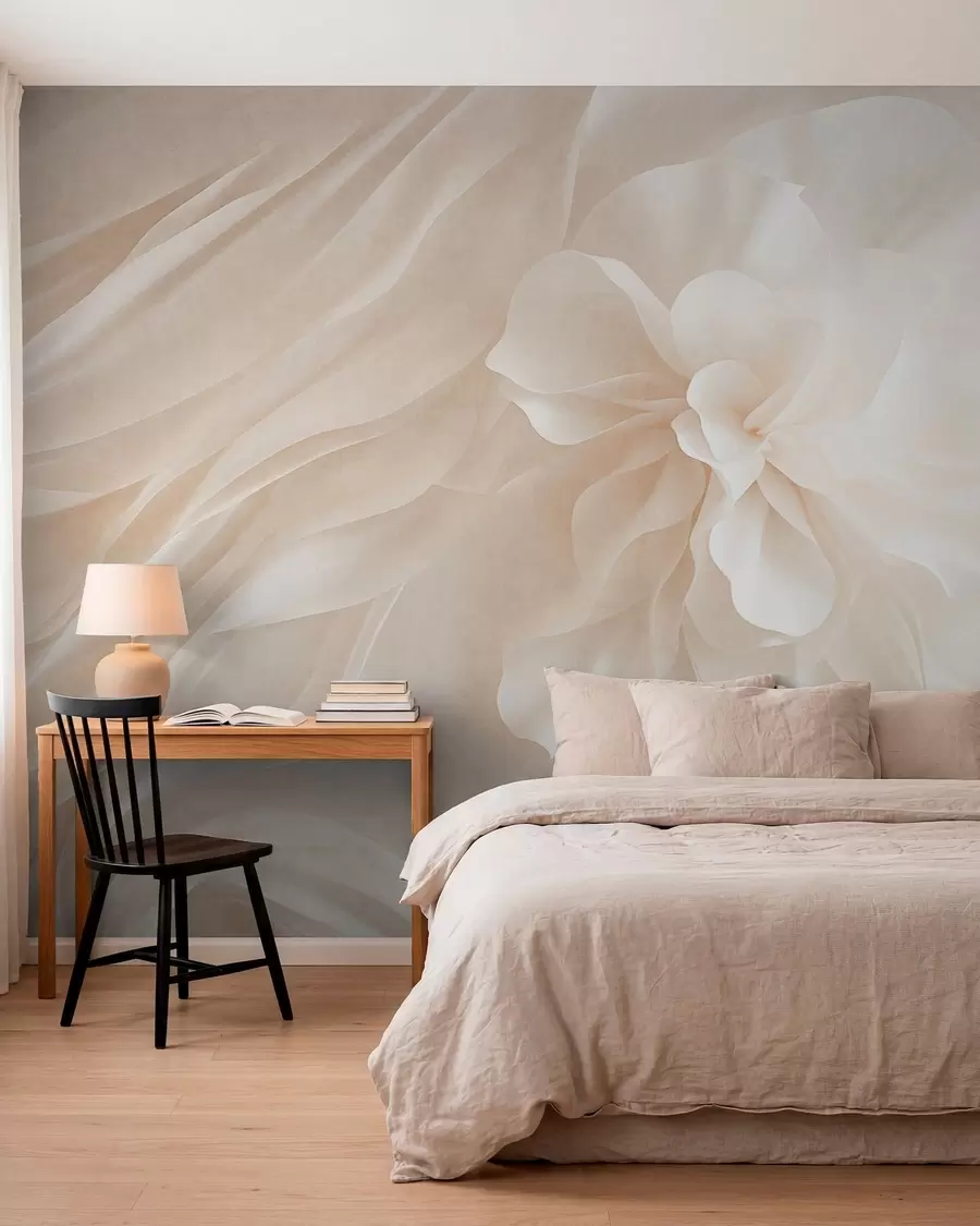 Fototapetai Didžiulis baltas žiedas tarp banguojančių šviesių formų w05894