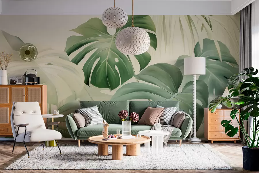 Fototapetai Monstera, palmių lapai w05909