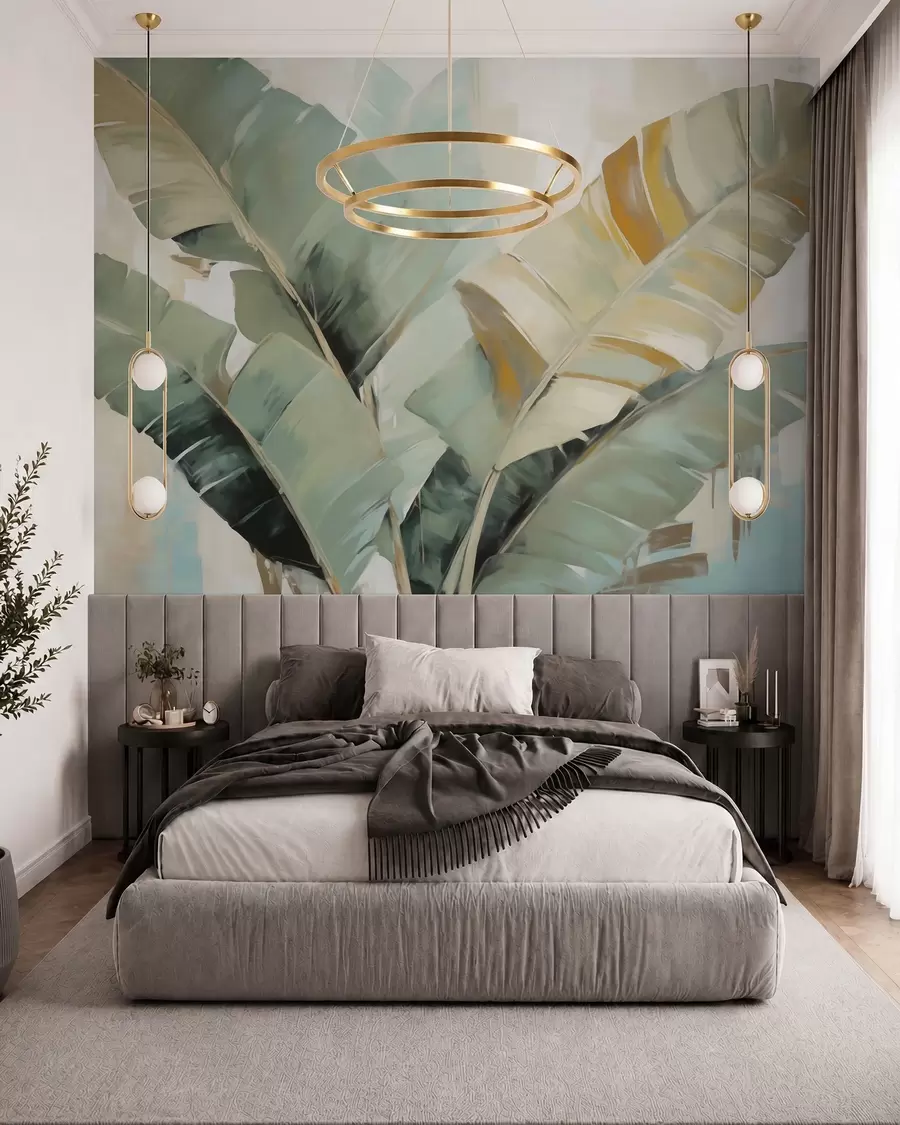 Fototapetai Abstrakčios lapijos motyvai, tapybos imitacija w05906