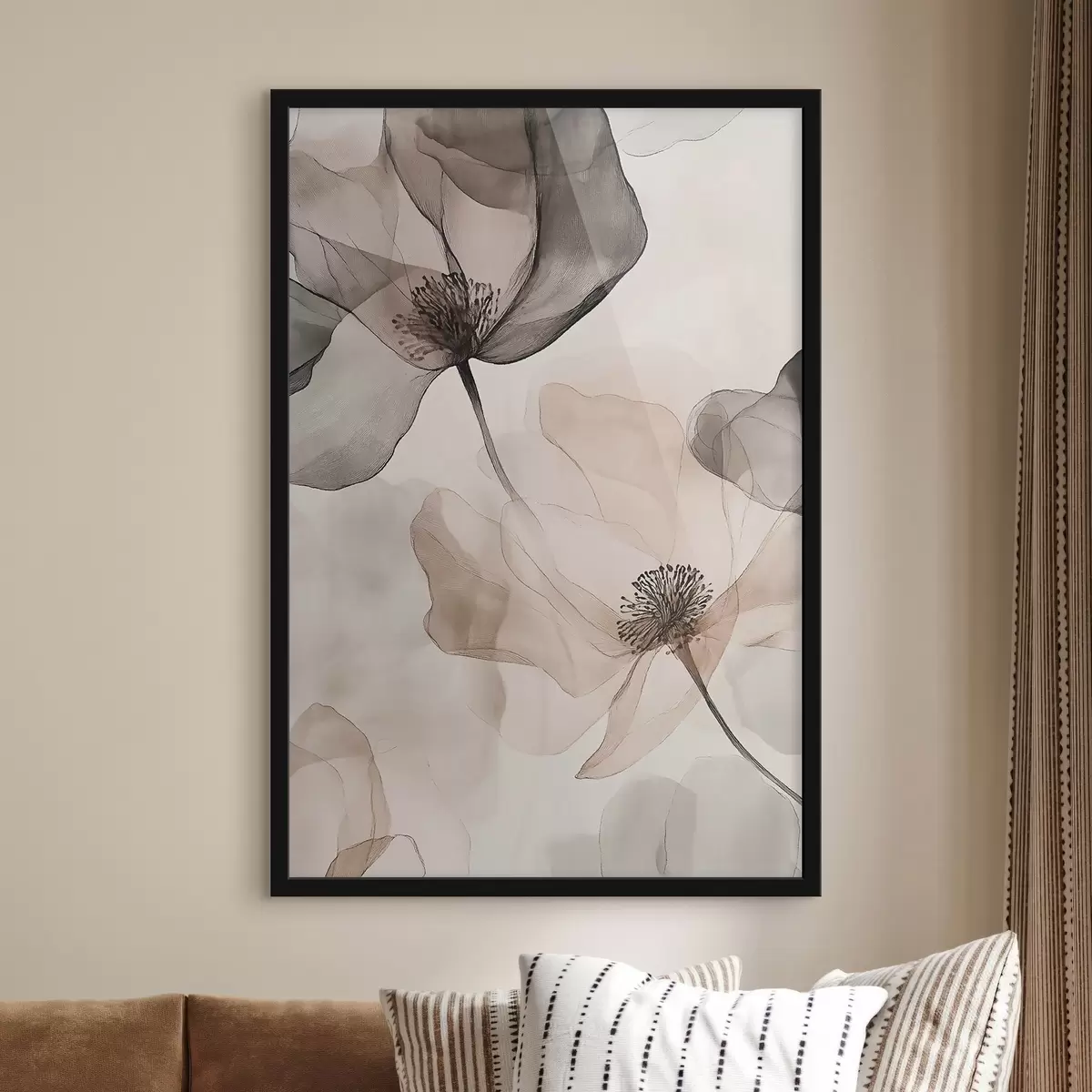 Plakatas Pusiau permatomos gėlės rūke f50750