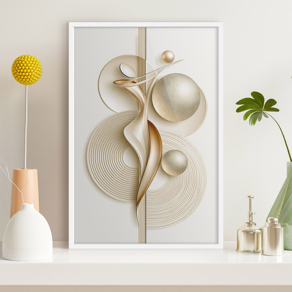 Plakatas Elegantiška abstrakti figūra su kamuoliais, Plakatai abstrakcija, f50859wh : Uwalls