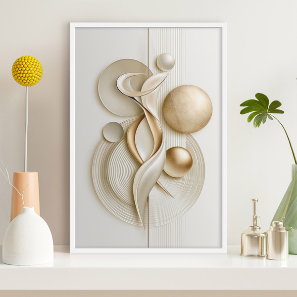 Plakatas Abstrakti figūra su kamuoliais, Plakatai abstrakcija, f50860wh : Uwalls