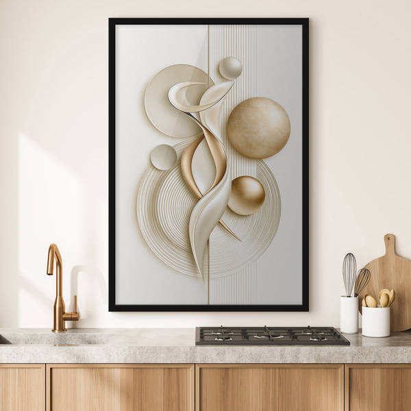 Plakatas Abstrakti figūra su kamuoliais, Plakatai abstrakcija, f50860bk : Uwalls