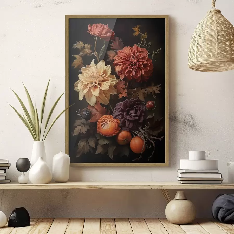 Fototapetai Rudens jurginai ant tamsaus fono f50909