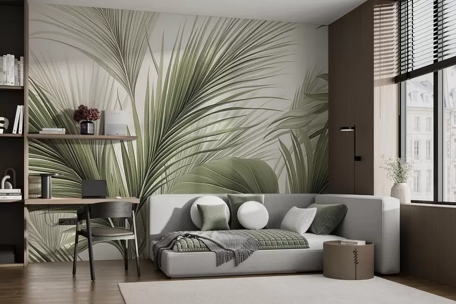 Fototapetai Žali tropiniai palmių lapai w09986