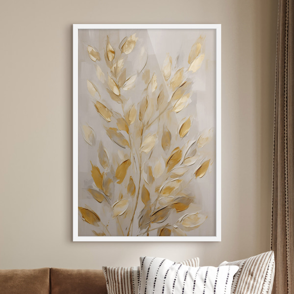 Plakatas Abstrakčios lapijos motyvai, tapybos imitacija, Plakatai unikalūs, f50994wh : Uwalls