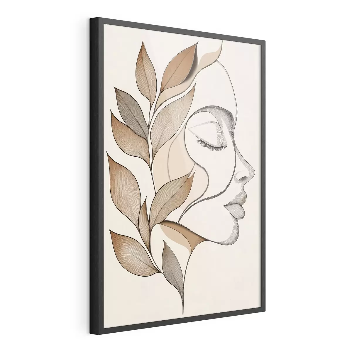 Plakatas Moteries profilis su lapais f50997