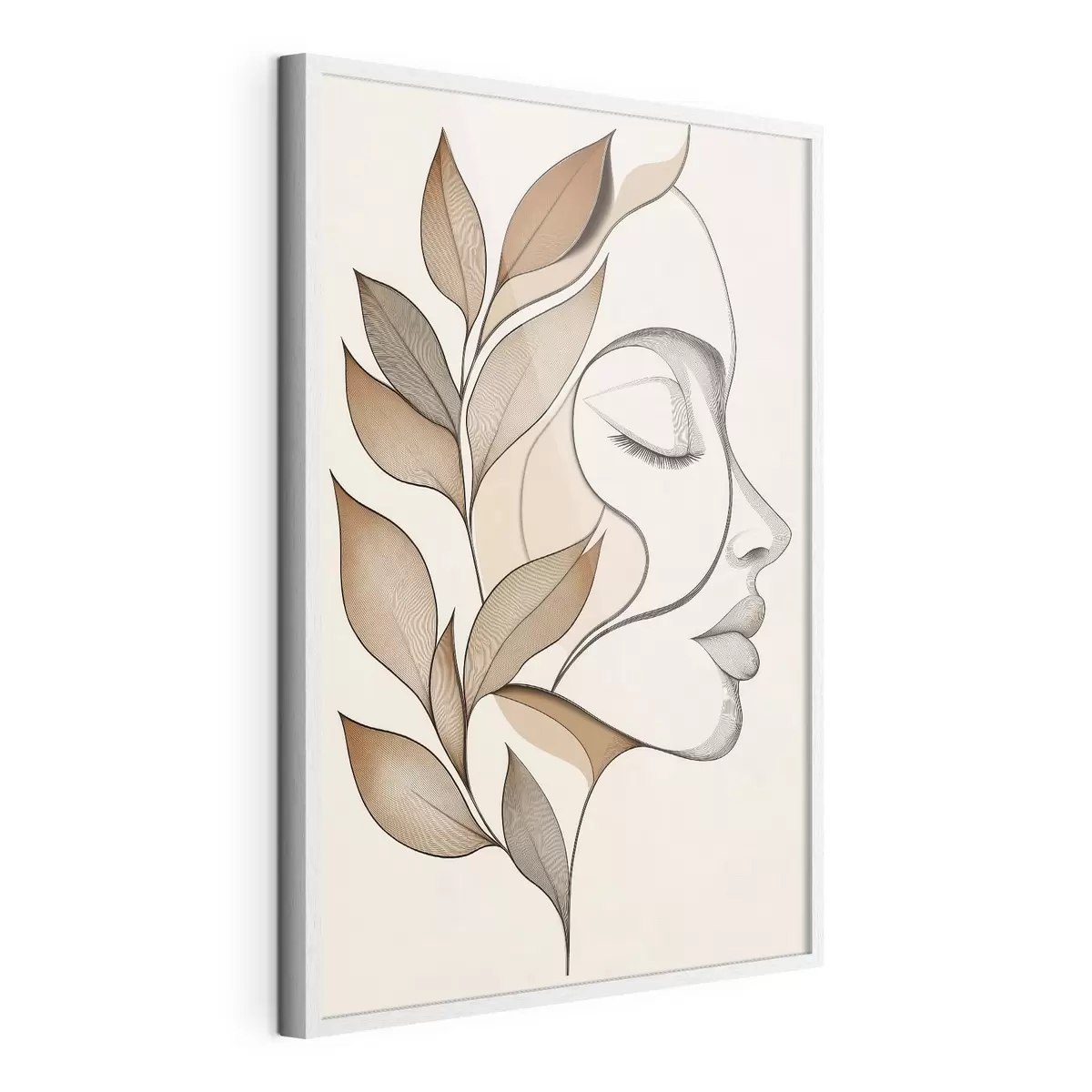 Plakatas Moteries profilis su lapais f50997