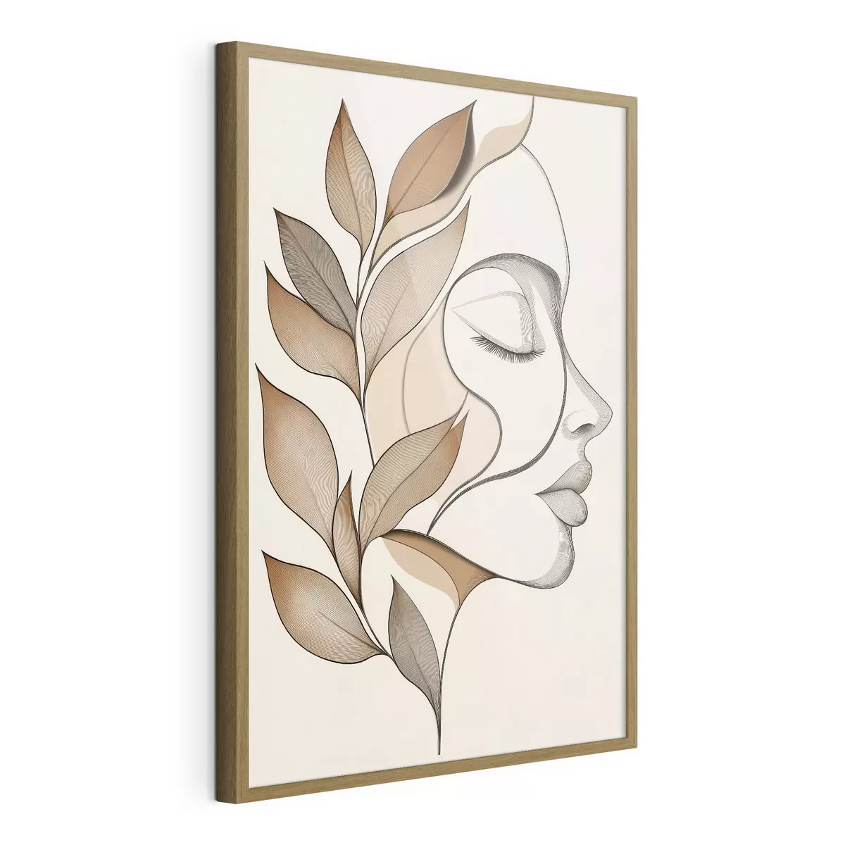 Plakatas Moteries profilis su lapais f50997