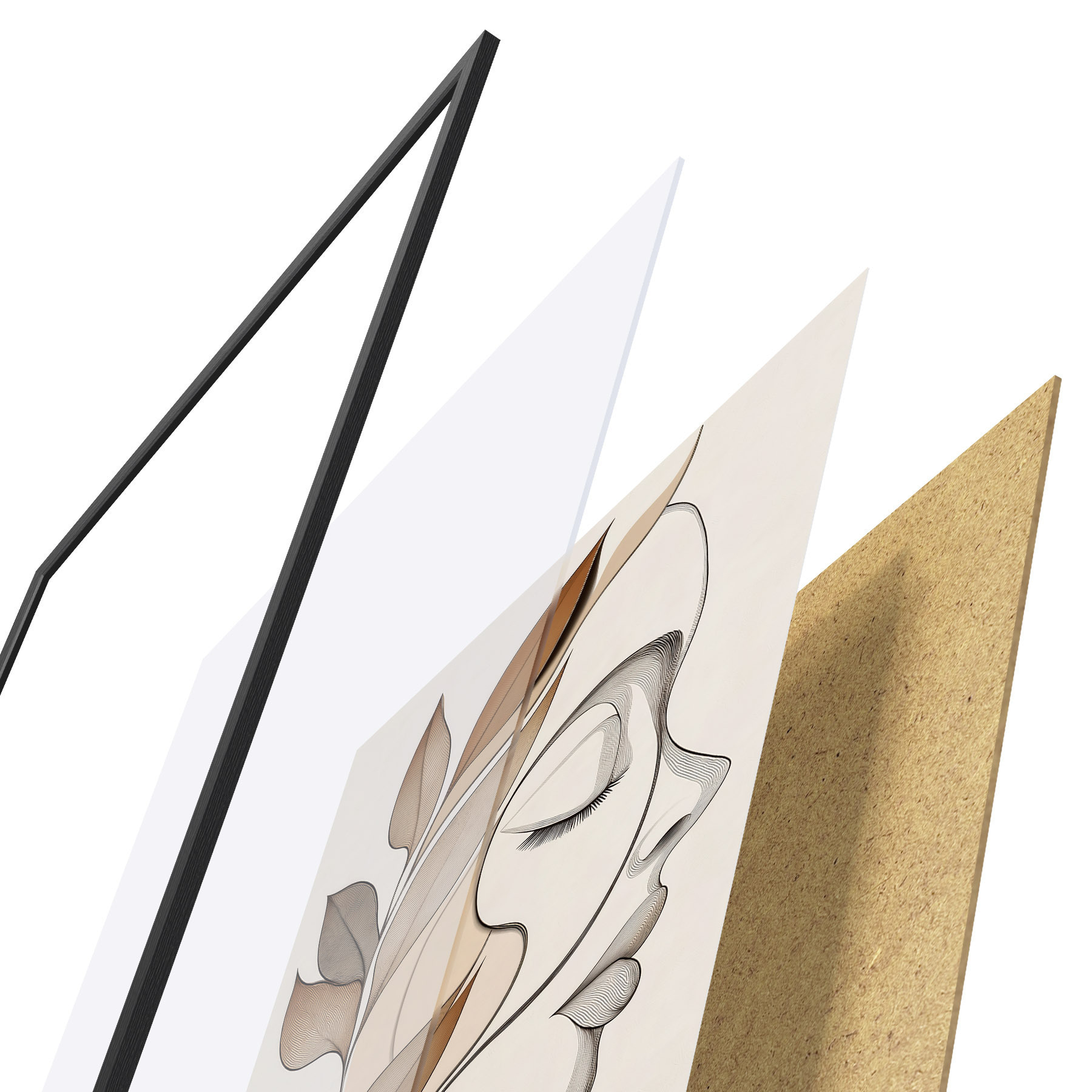 Plakatas Moteries profilis su lapais f50997