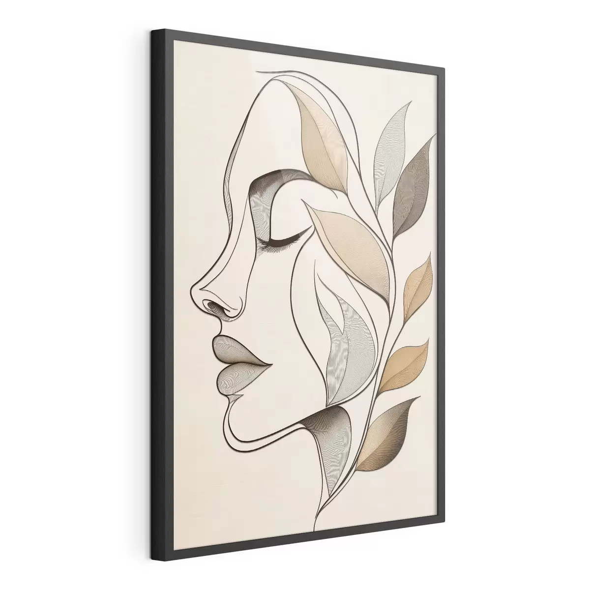 Plakatas Moteries profilis su lapais f50998
