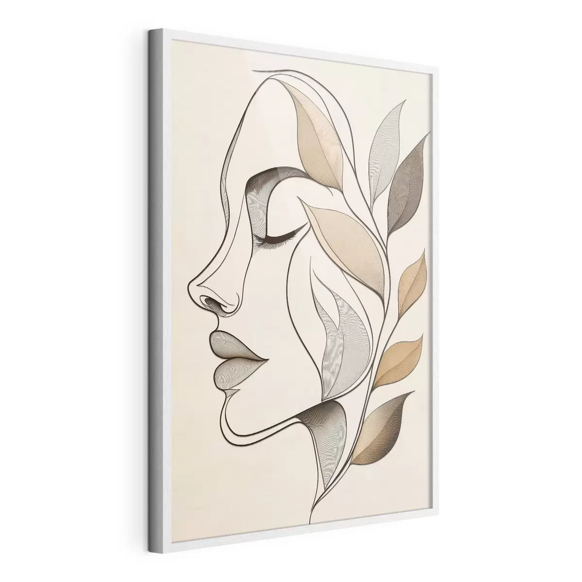 Plakatas Moteries profilis su lapais f50998