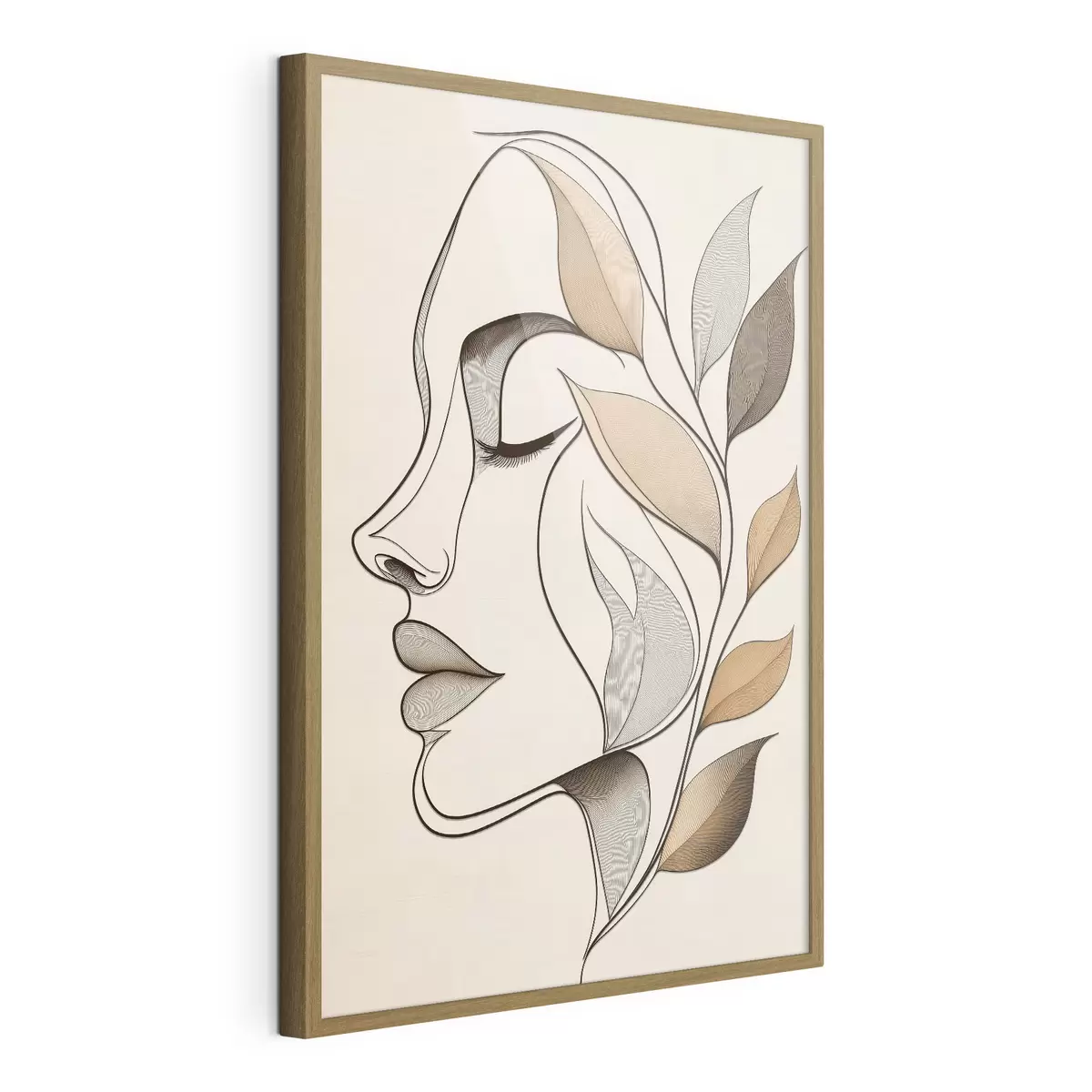 Plakatas Moteries profilis su lapais f50998