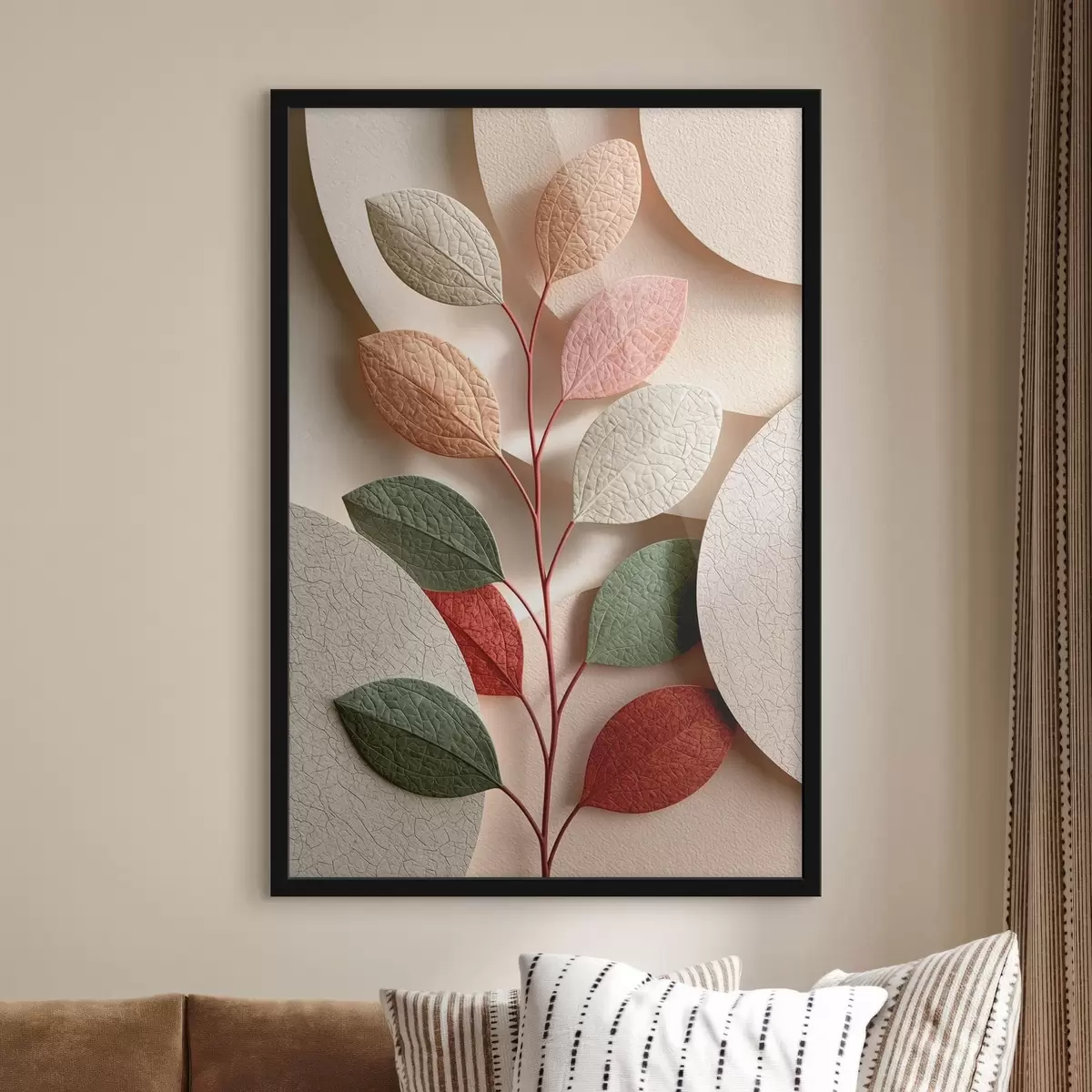 Plakatas Botaninė šaka su geometrinėmis figūromis f50863