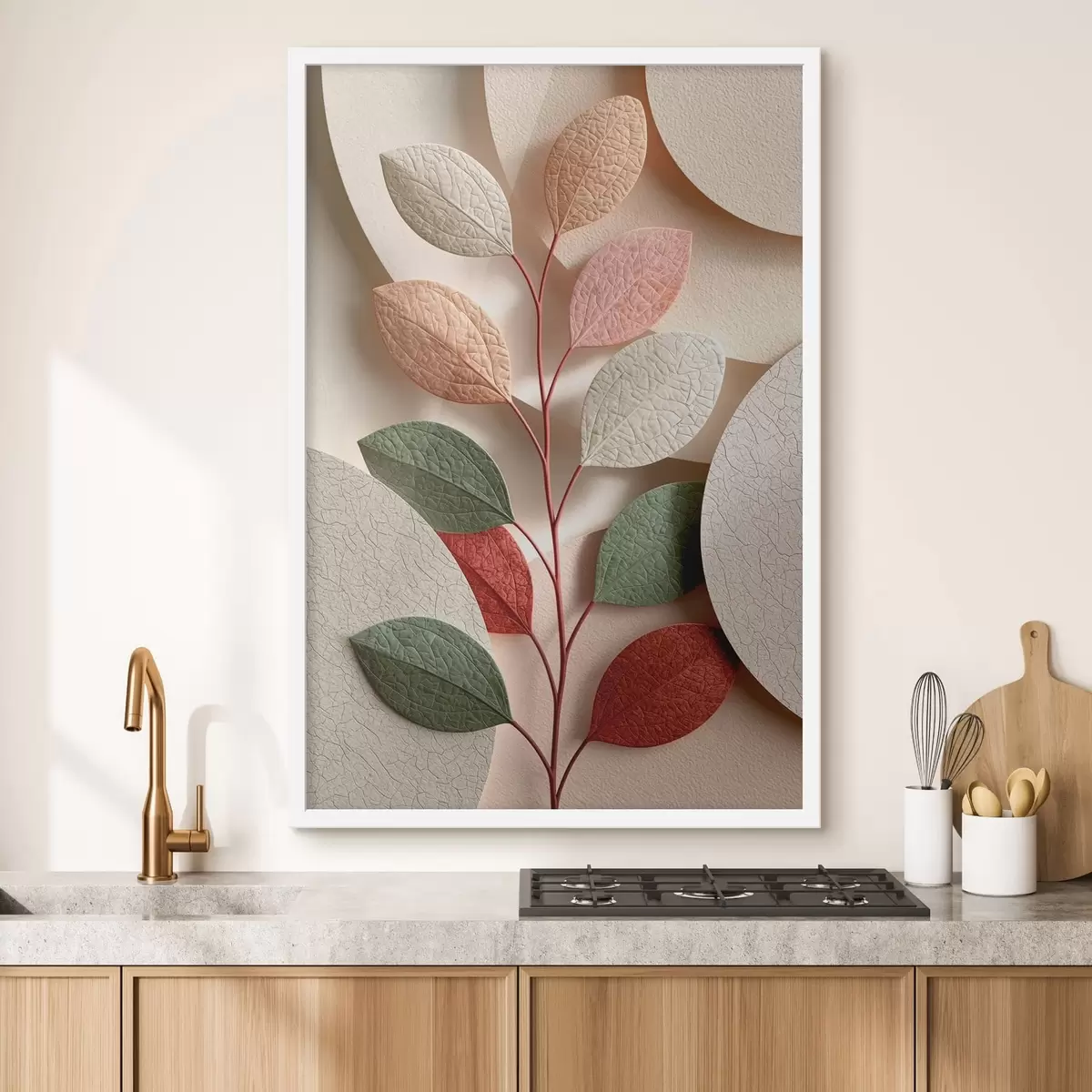 Plakatas Botaninė šaka su geometrinėmis figūromis f50863