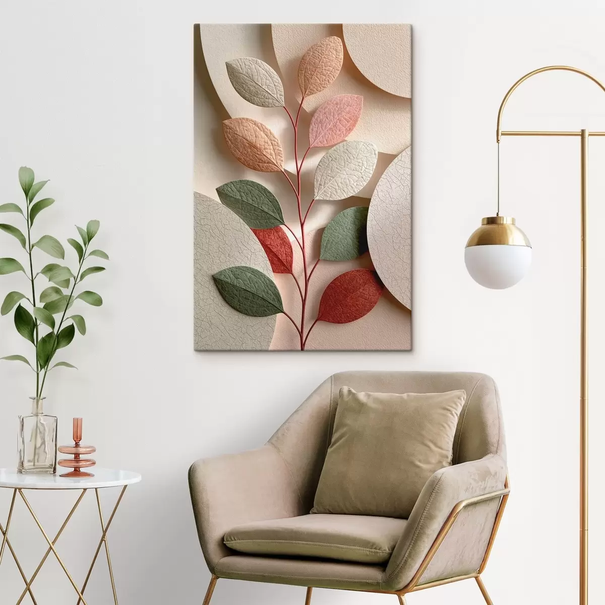 Paveikslėlis Botaninė šaka su geometrinėmis figūromis s50863
