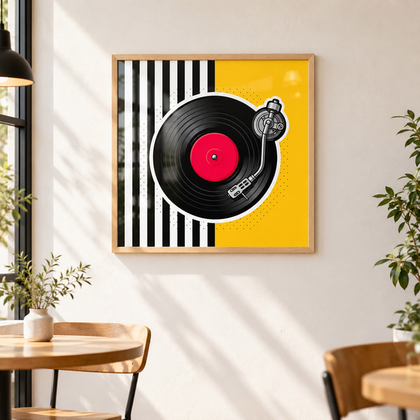 Plakatas Stilingas patefonas ryškiomis spalvomis, Plakatai muzika, f50789wo : Uwalls