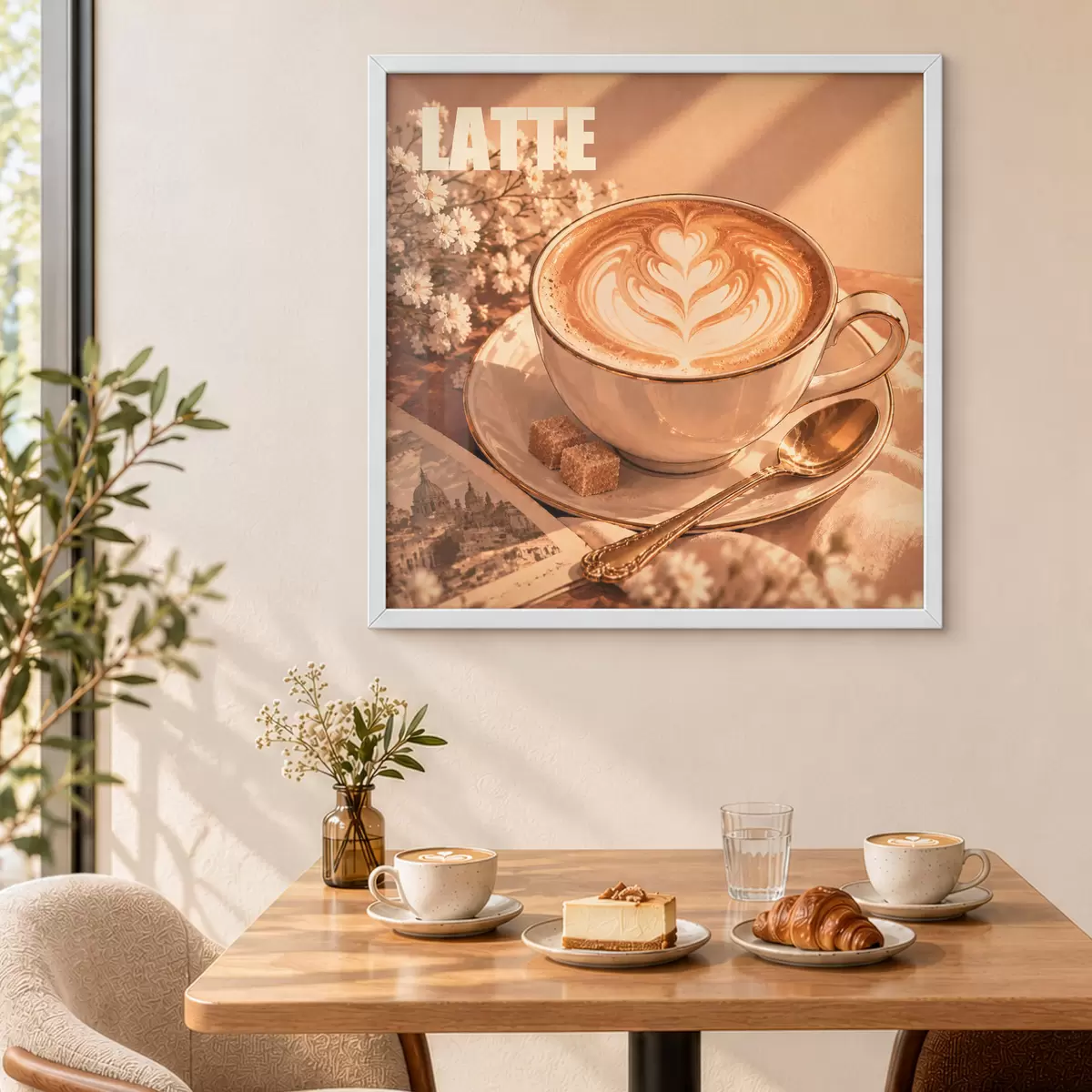 Plakatas Meniškai paruoštas latte saulės spinduliuose f50873