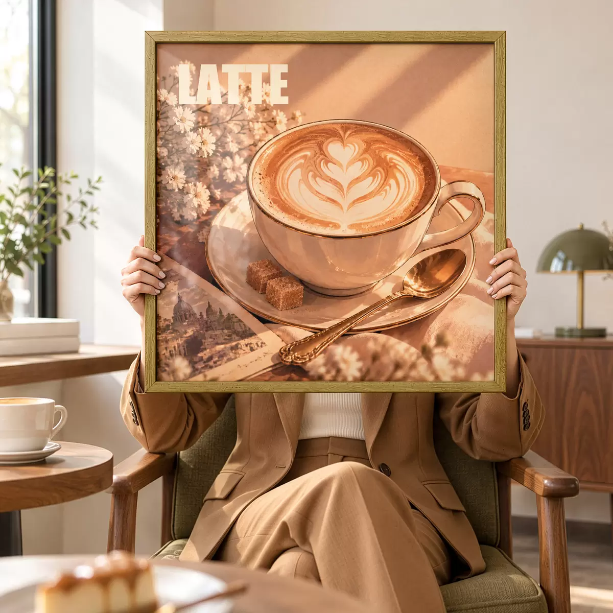Plakatas Meniškai paruoštas latte saulės spinduliuose f50873