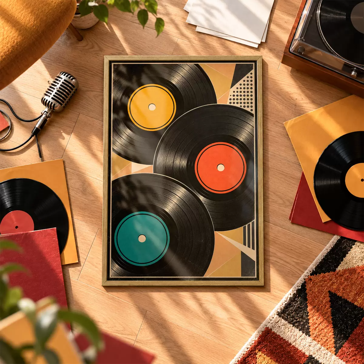 Plakatas Spalvingos vinilo plokštelės, sudarančios harmoniją f50923