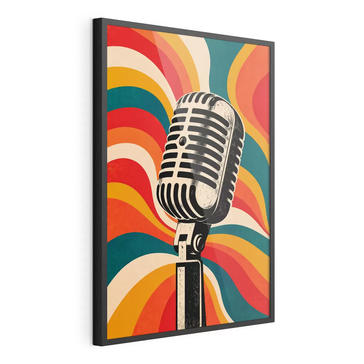 Plakatas Retro mikrofonas su ryškiu fonu f50924