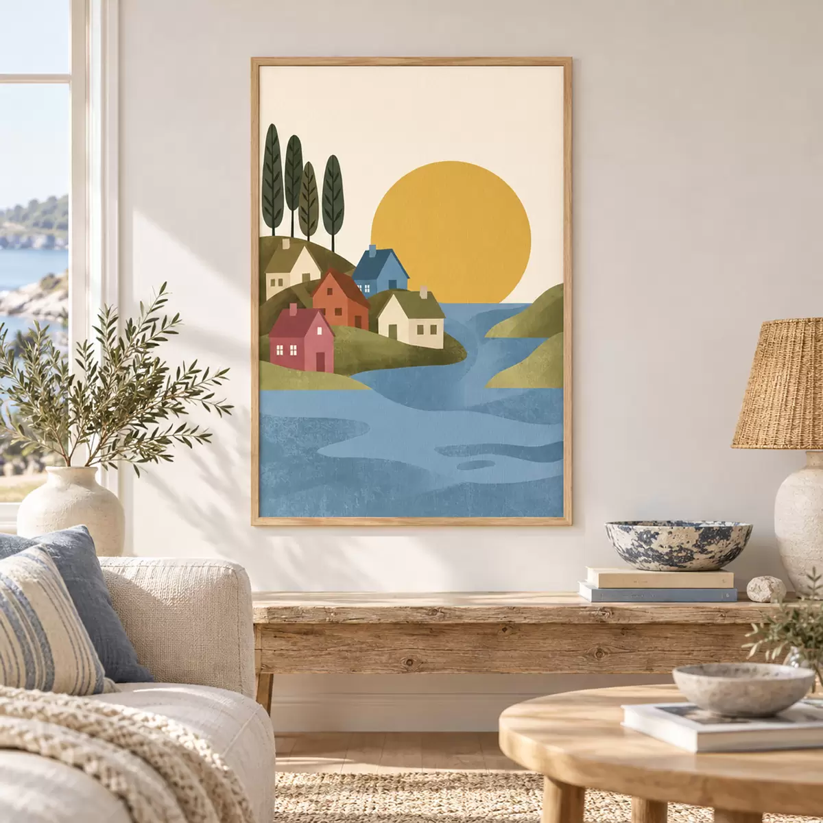 Plakatas Ramioji kaimelė upės krante f50734