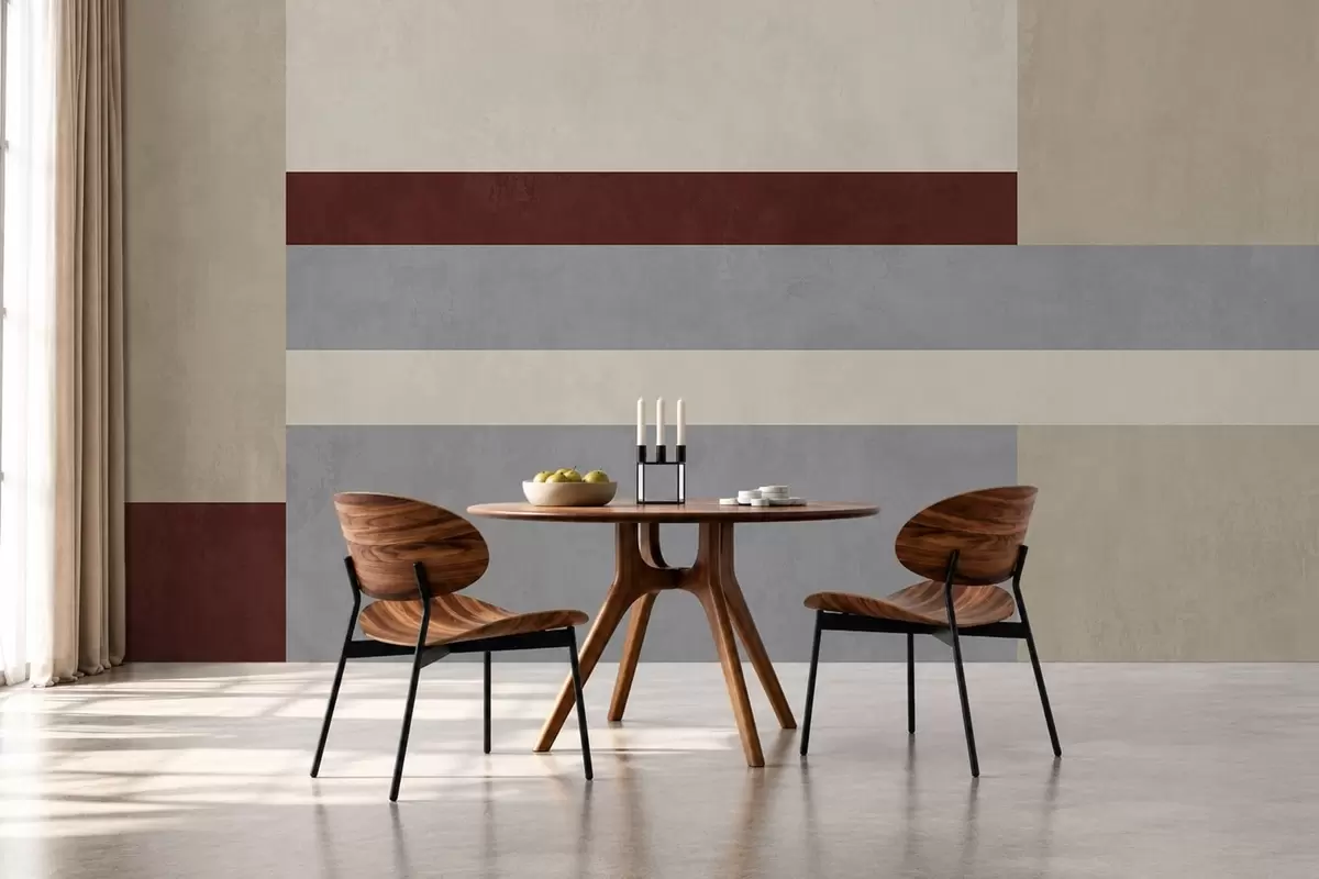 Fototapetai Abstrakčioji geometrija su bordo, pilkos ir smėlio spalvos blokais w05890v2