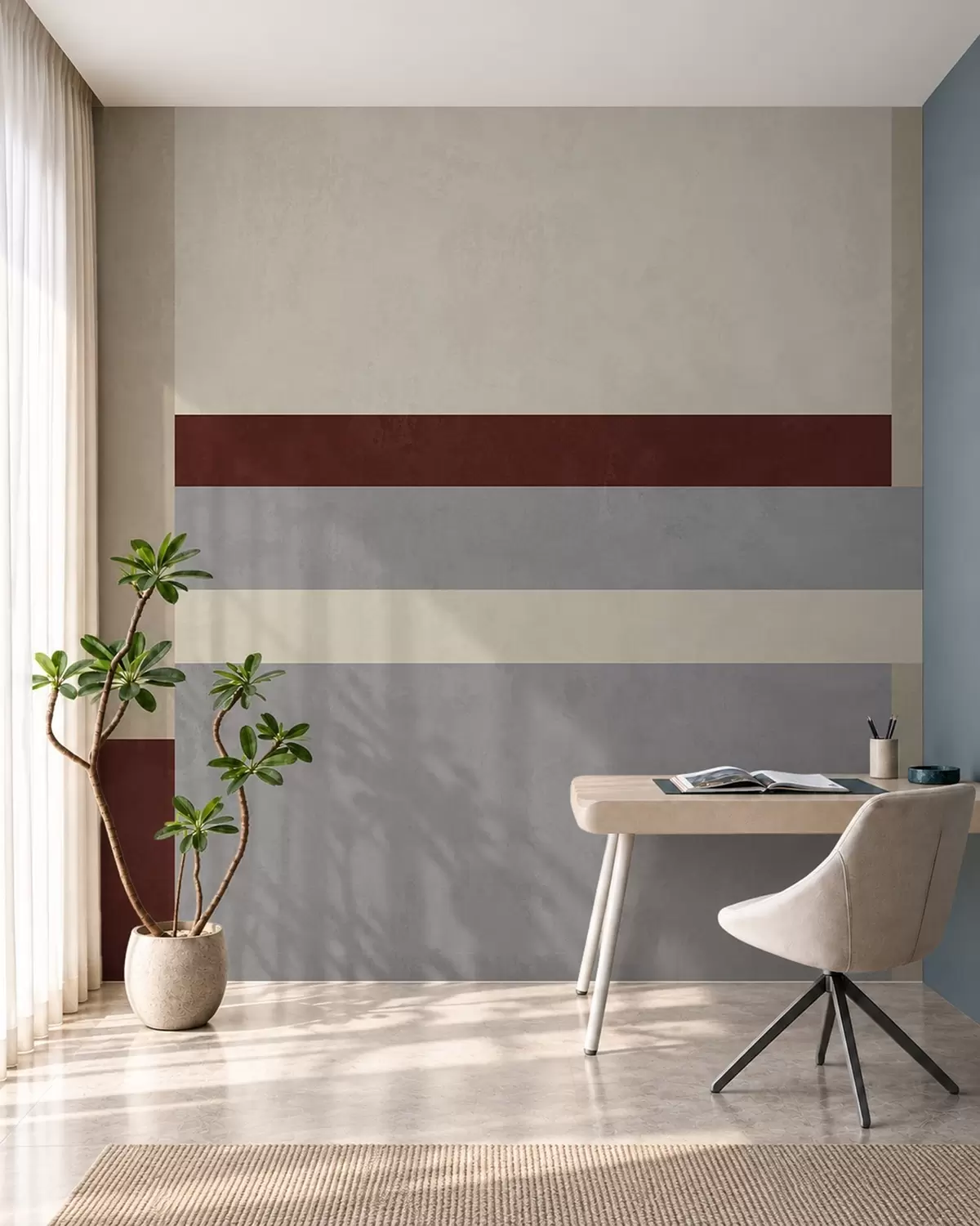 Fototapetai Abstrakčioji geometrija su bordo, pilkos ir smėlio spalvos blokais w05890v2