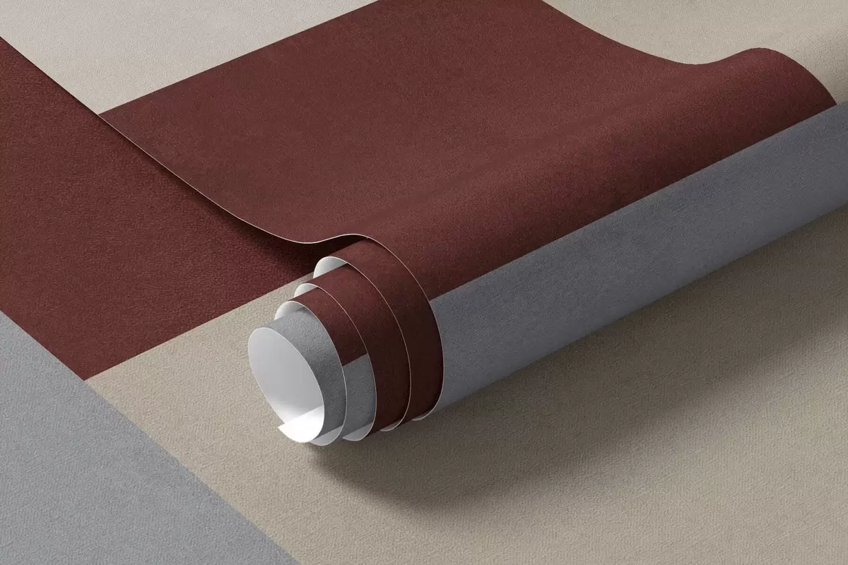 Fototapetai Abstrakčioji geometrija su bordo, pilkos ir smėlio spalvos blokais w05890v2