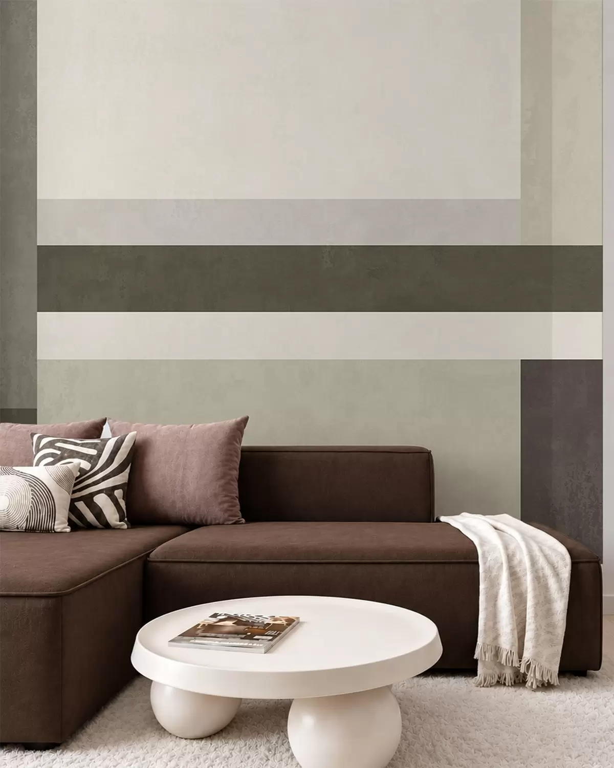 Fototapetai Geometrinė kompozicija iš alyvuogių, pilkų ir smėlio spalvos blokų w05890v3