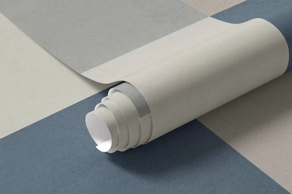 Fototapetai Abstrakčios smėlio spalvos ir pilkos spalvos stačiakampiai su mėlynu akcentu w05891v2