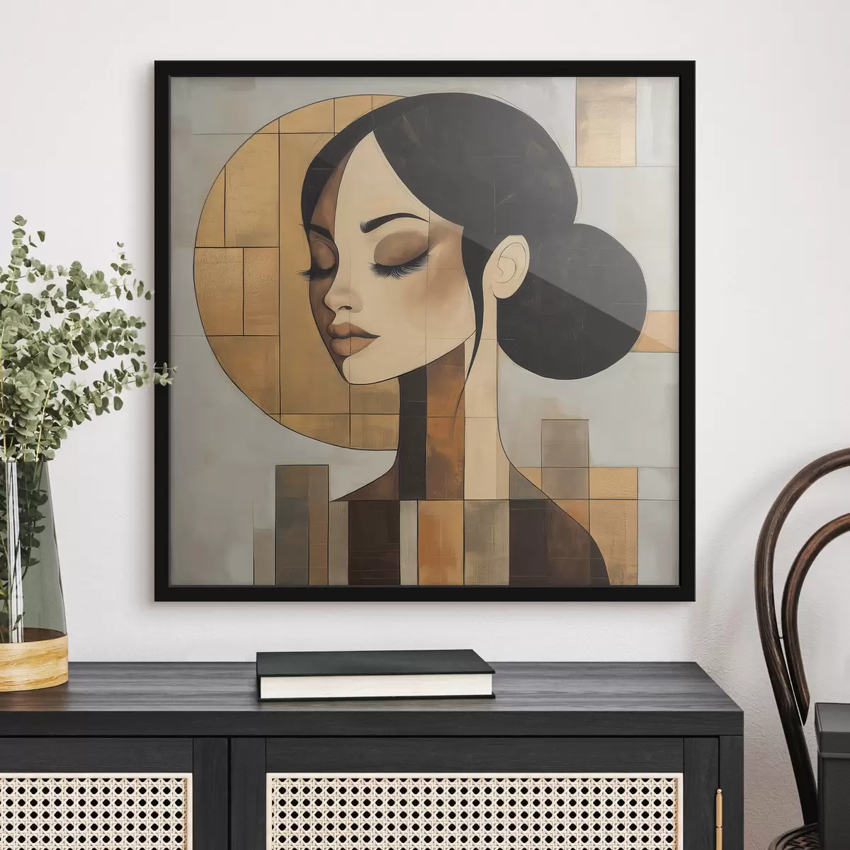 Plakatas Abstraktaus stiliaus merginos veidas f51069