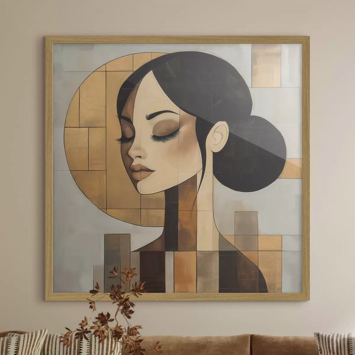 Plakatas Abstraktaus stiliaus merginos veidas f51069