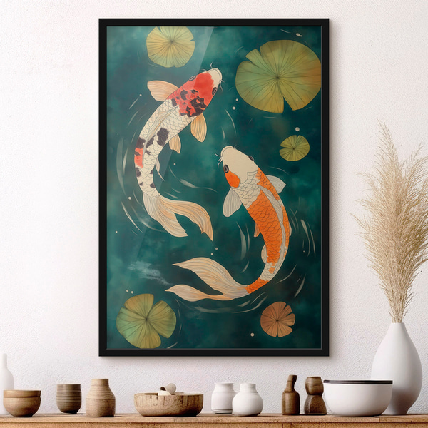 Plakatas Rytų koi, Plakatai gyvūnai, f51076bk : Uwalls