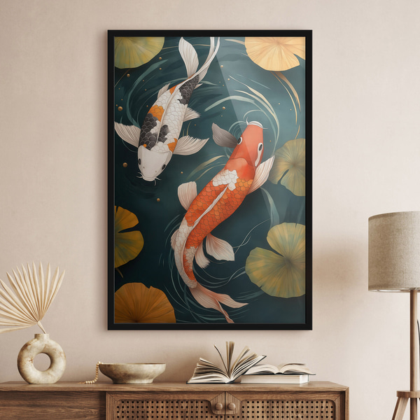 Plakatas Rytų koi, Plakatai gyvūnai, f51077bk : Uwalls