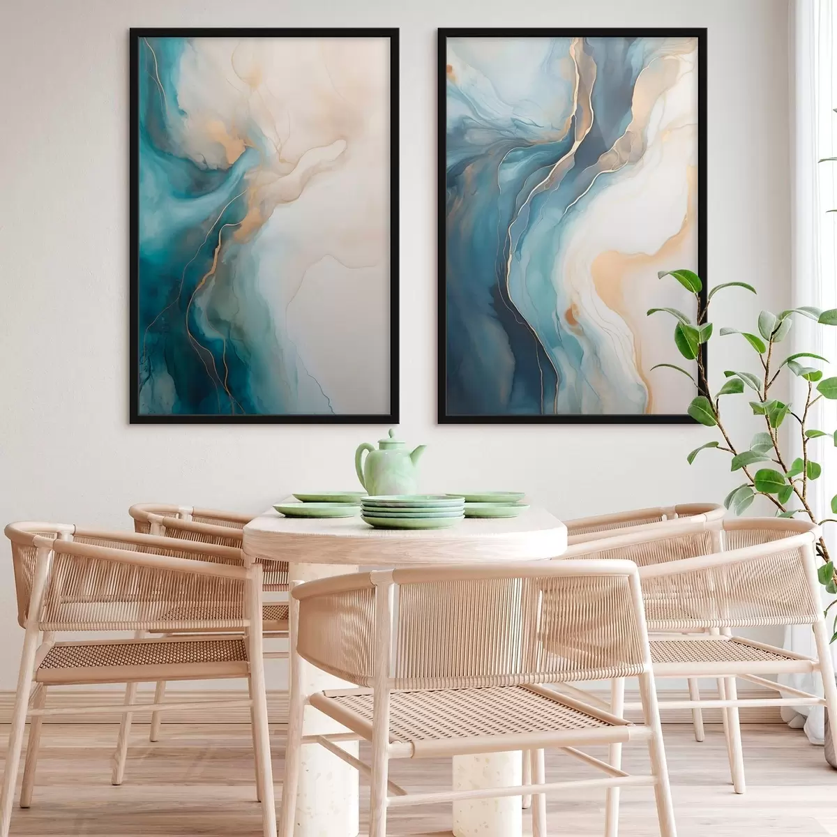 Plakatas „Azure“ ir „Emerald“ marmuro bangos d31088