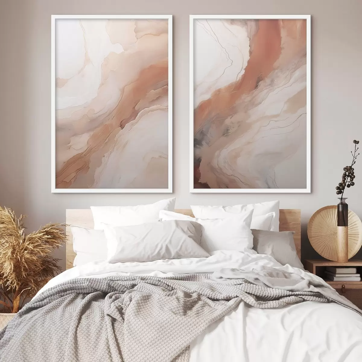 Plakatas Bėžiniai ir terakotos spalvos „Fluid Art“ sluoksniai d31089