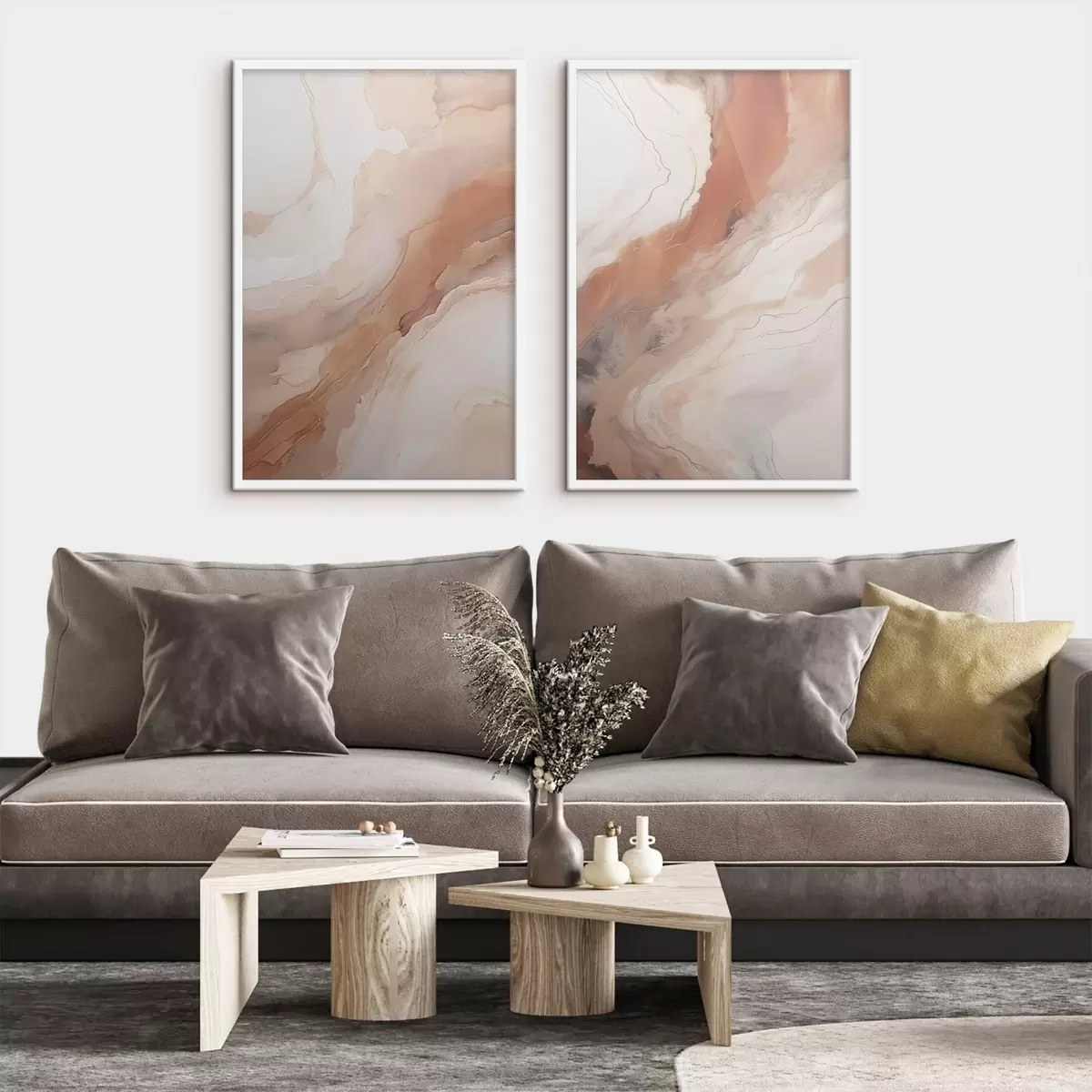 Plakatas Bėžiniai ir terakotos spalvos „Fluid Art“ sluoksniai d31089